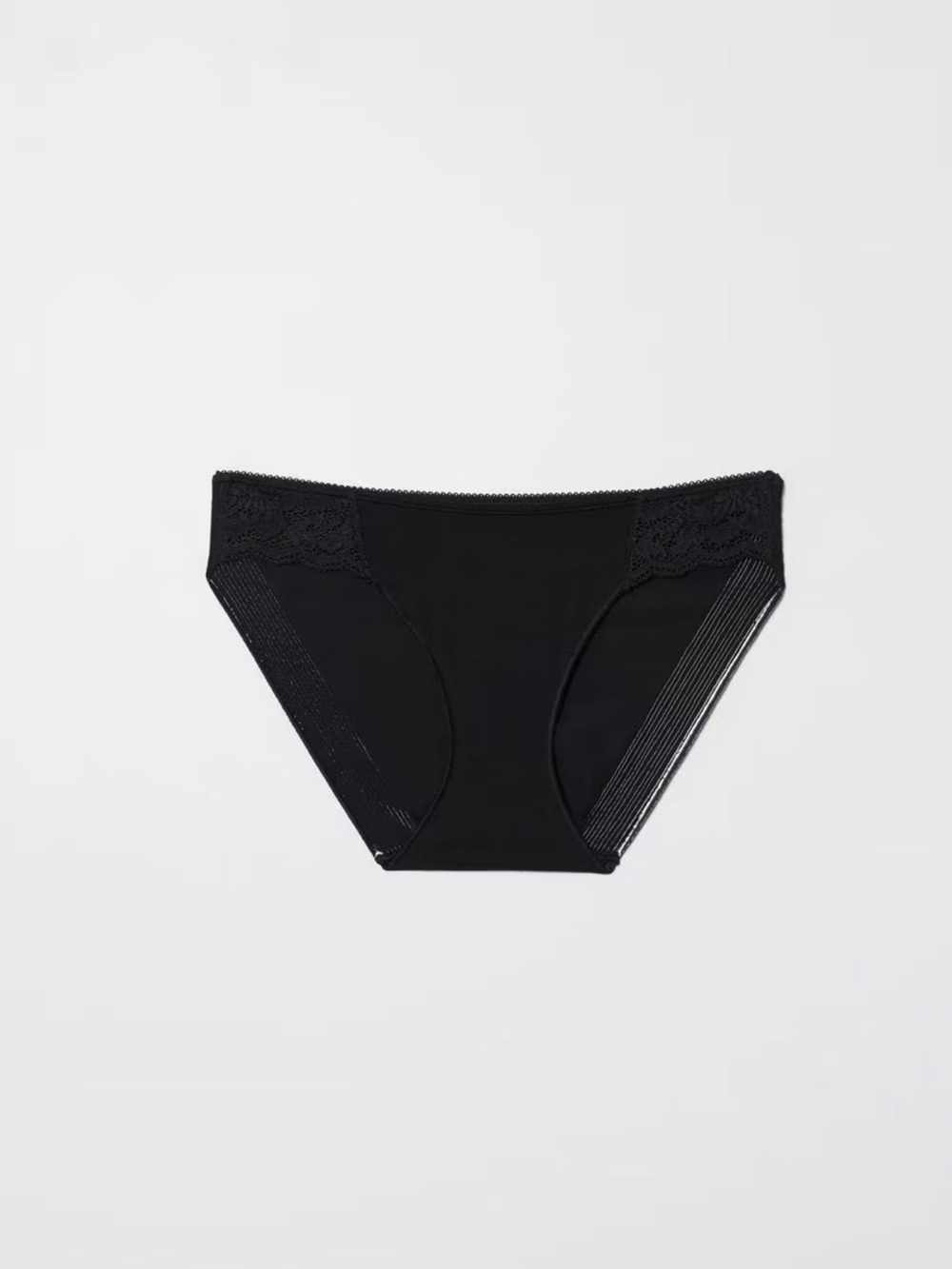 Soma NWT Medium Vanishing Edge Black Cotton Lace Bikini Underwear x3 Black
